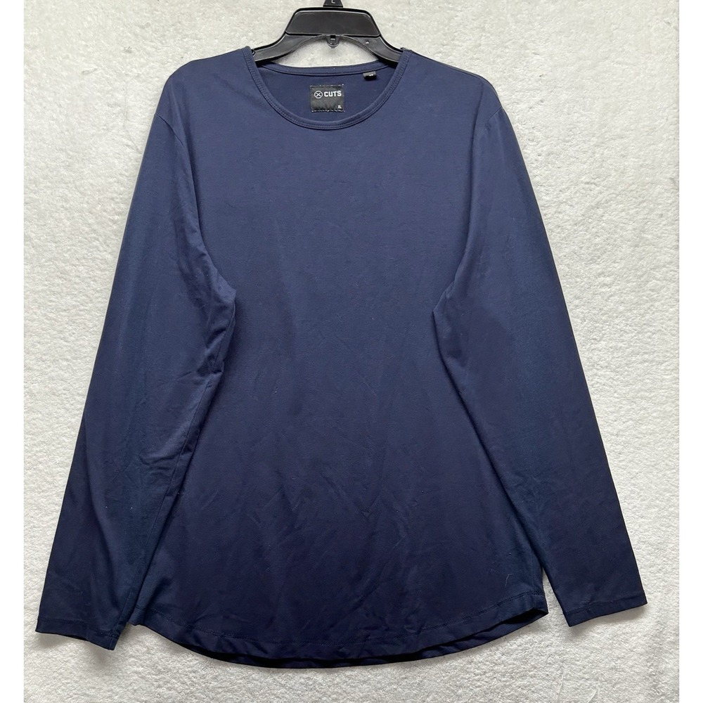 Cuts Clothing Mens Size XL Blue Long Sleeve Pullover T Shirt (U4)